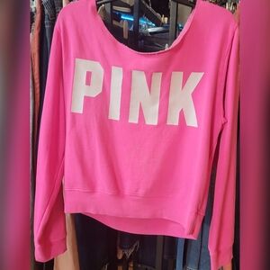 Womens New Victoria Secrets Pink Off the Shoulder Sweat Shirt